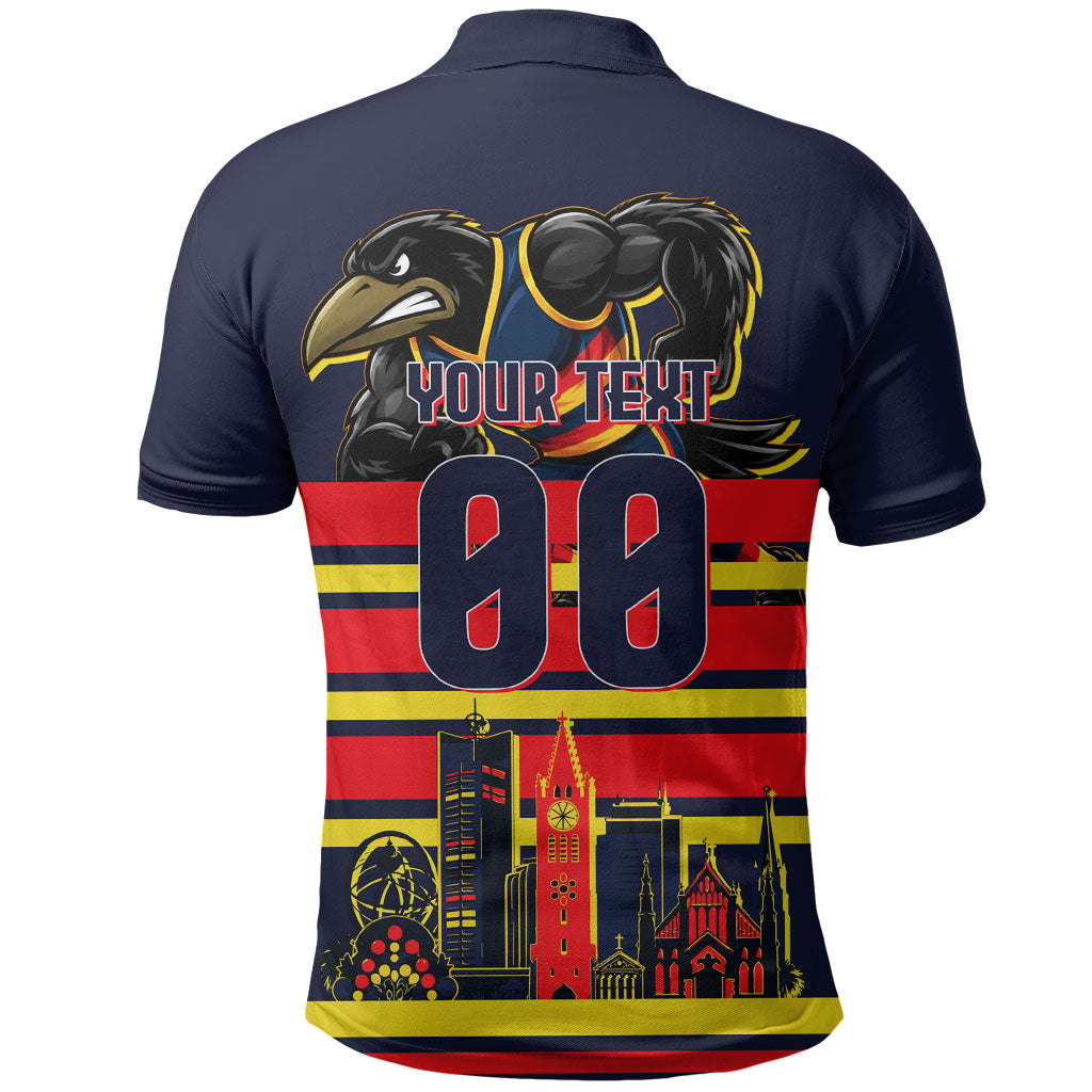 Personalised Adelaide Crows City Of Football Team Polo Shirt Adelaide City Skyline Illustration Sport Fan