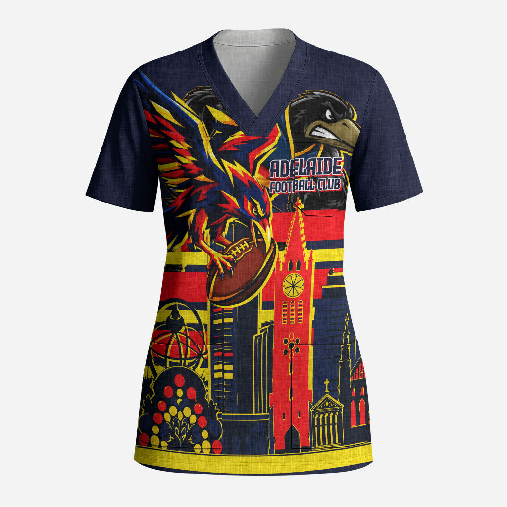 Personalised Adelaide Crows City Of Football Team Scrub Top Adelaide City Skyline Illustration Sport Fan