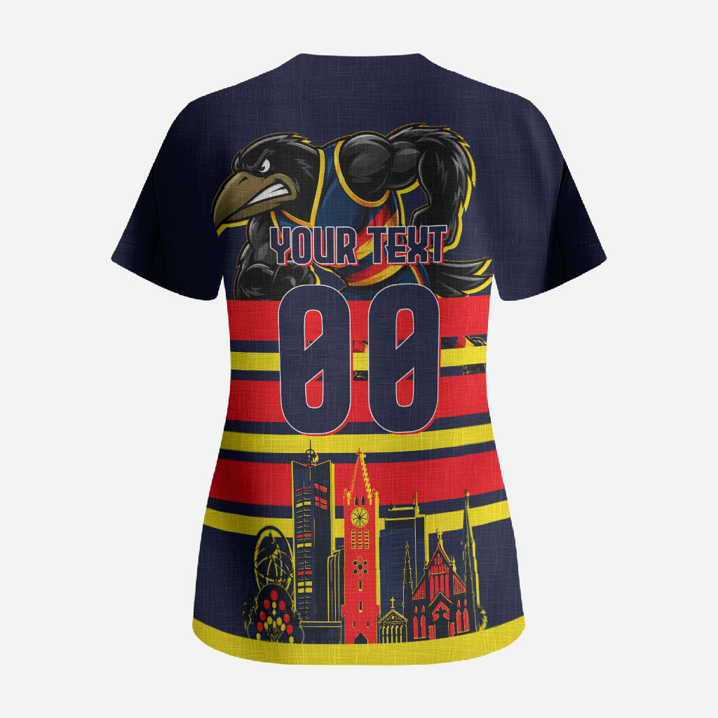 Personalised Adelaide Crows City Of Football Team Scrub Top Adelaide City Skyline Illustration Sport Fan