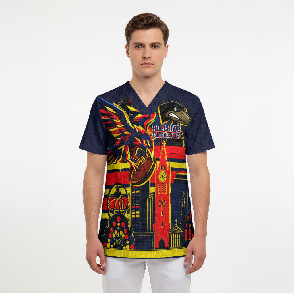 Personalised Adelaide Crows City Of Football Team Scrub Top Adelaide City Skyline Illustration Sport Fan
