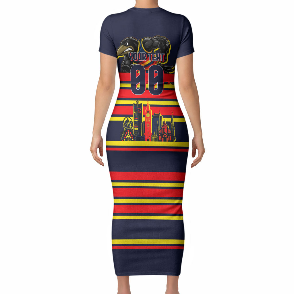 Personalised Adelaide Crows City Of Football Team Short Sleeve Bodycon Dress Adelaide City Skyline Illustration Sport Fan