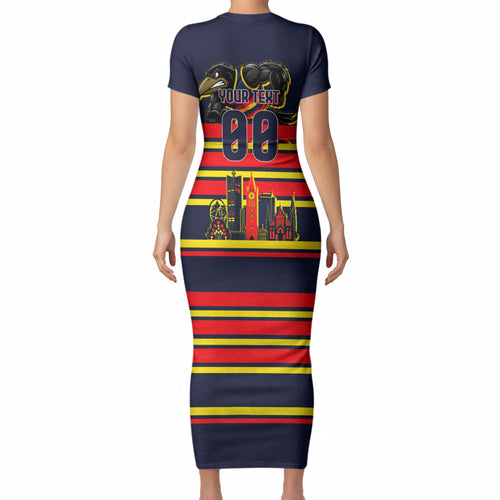 Personalised Adelaide Crows City Of Football Team Short Sleeve Bodycon Dress Adelaide City Skyline Illustration Sport Fan