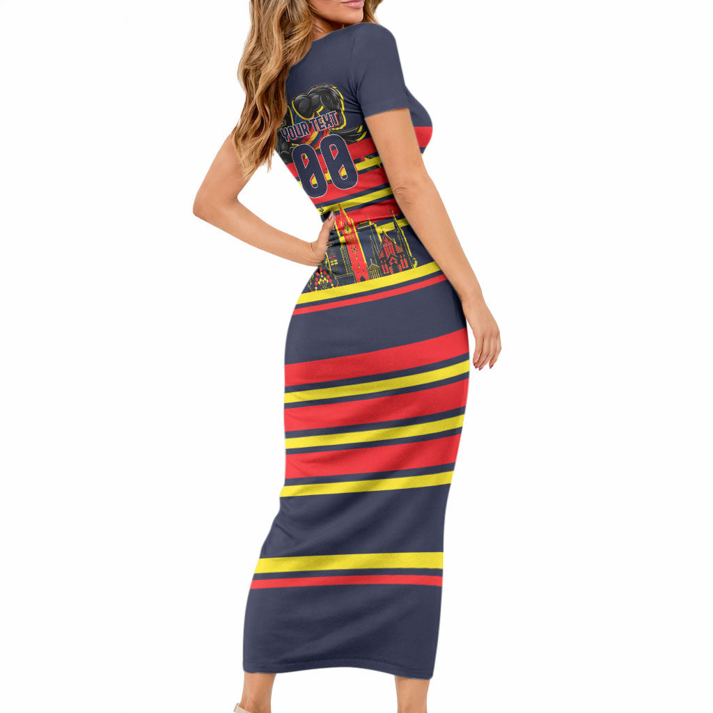 Personalised Adelaide Crows City Of Football Team Short Sleeve Bodycon Dress Adelaide City Skyline Illustration Sport Fan