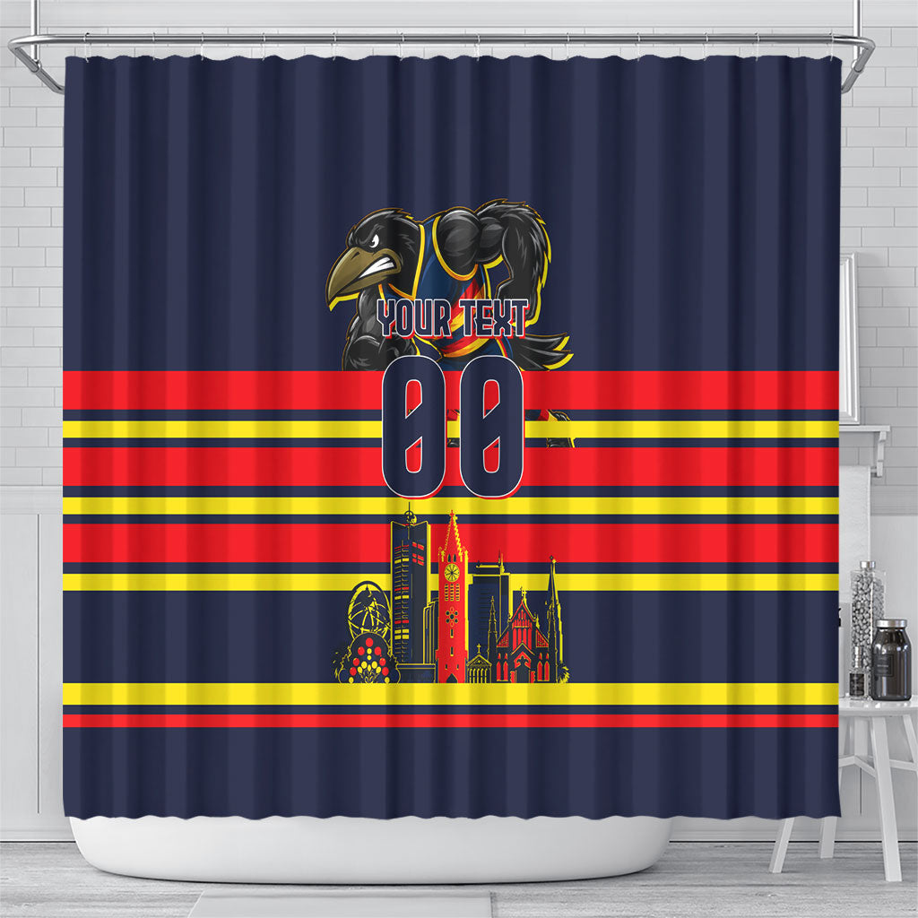 Personalised Adelaide Crows City Of Football Team Shower Curtain Adelaide City Skyline Illustration Sport Fan