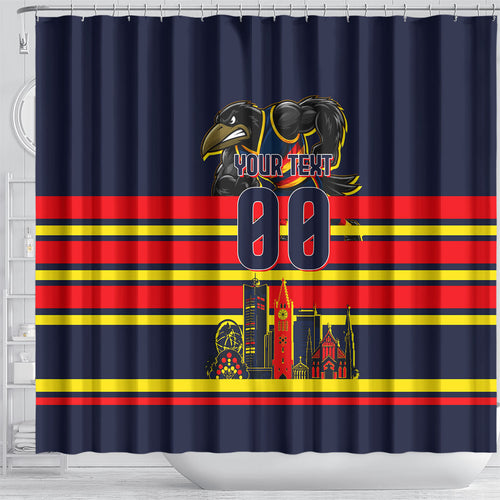 Personalised Adelaide Crows City Of Football Team Shower Curtain Adelaide City Skyline Illustration Sport Fan