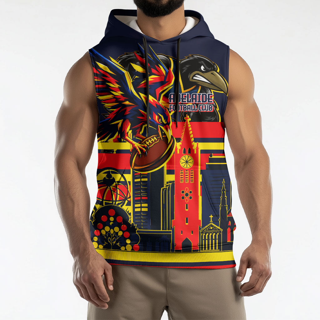 Personalised Adelaide Crows City Of Football Team Sleeveless Hoodie Adelaide City Skyline Illustration Sport Fan