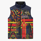 Personalised Adelaide Crows City Of Football Team Sleeveless Puffer Jacket Adelaide City Skyline Illustration Sport Fan