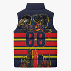 Personalised Adelaide Crows City Of Football Team Sleeveless Puffer Jacket Adelaide City Skyline Illustration Sport Fan