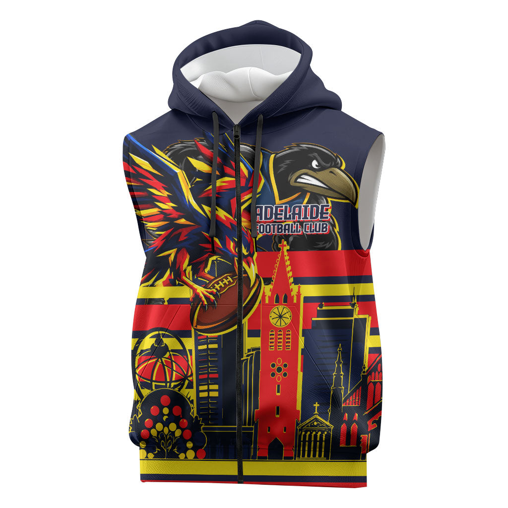Personalised Adelaide Crows City Of Football Team Sleeveless Zip Hoodie Adelaide City Skyline Illustration Sport Fan