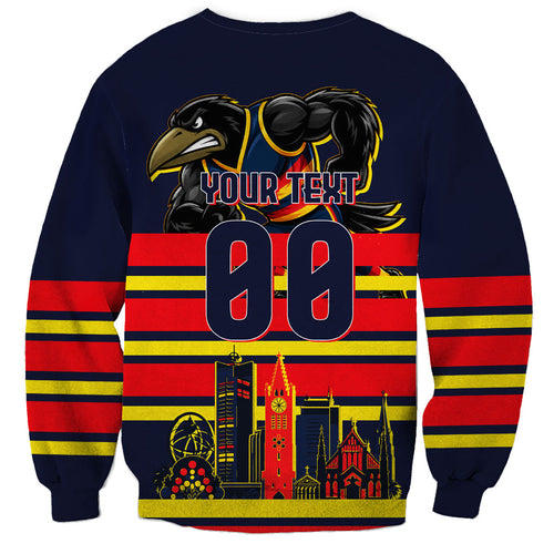 Personalised Adelaide Crows City Of Football Team Sweatshirt Adelaide City Skyline Illustration Sport Fan