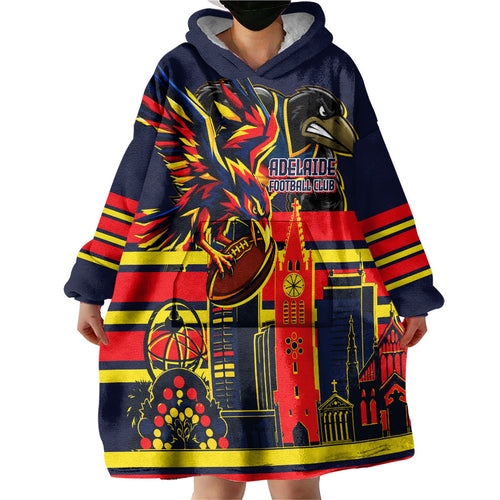 Personalised Adelaide Crows City Of Football Team Wearable Blanket Hoodie Adelaide City Skyline Illustration Sport Fan