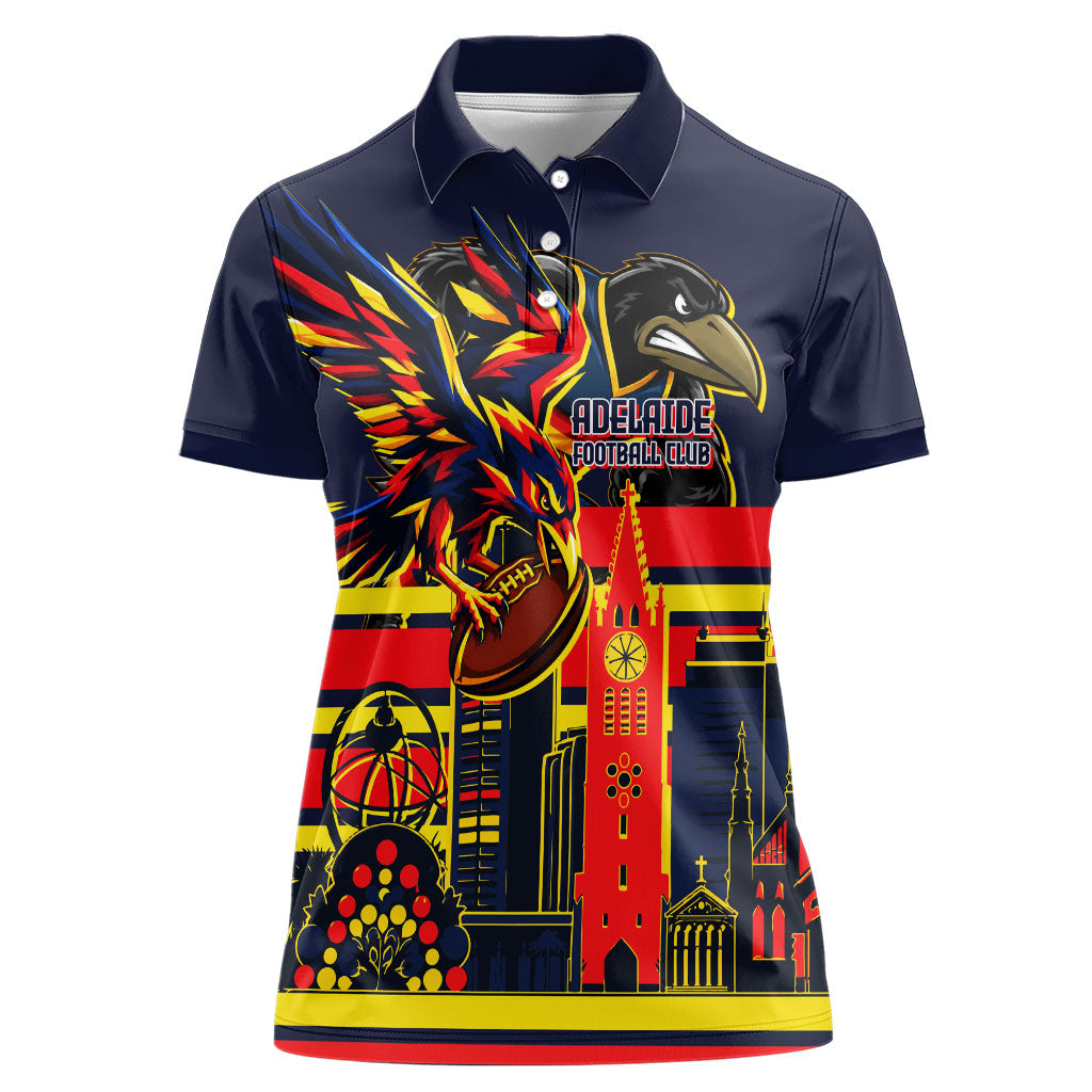 Personalised Adelaide Crows City Of Football Team Women Polo Shirt Adelaide City Skyline Illustration Sport Fan