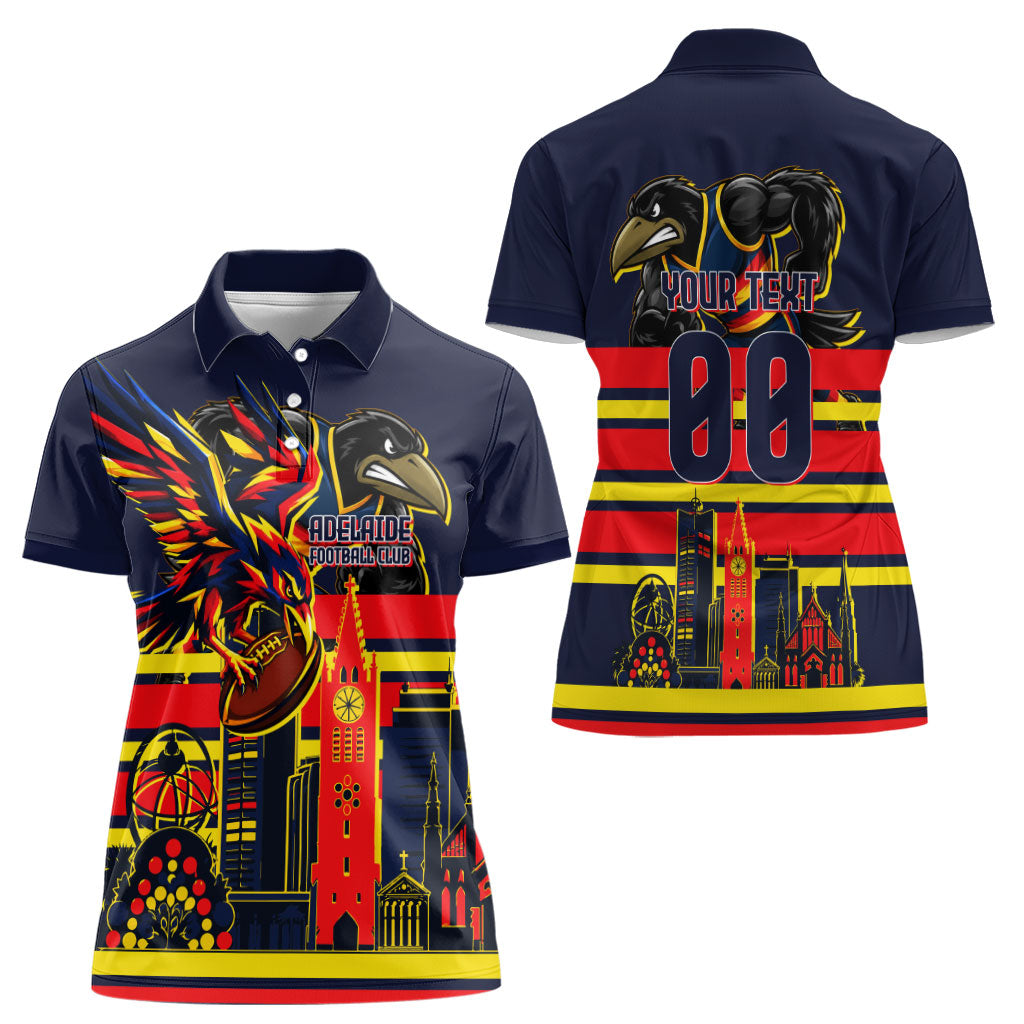 Personalised Adelaide Crows City Of Football Team Women Polo Shirt Adelaide City Skyline Illustration Sport Fan