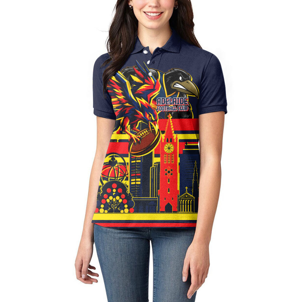 Personalised Adelaide Crows City Of Football Team Women Polo Shirt Adelaide City Skyline Illustration Sport Fan