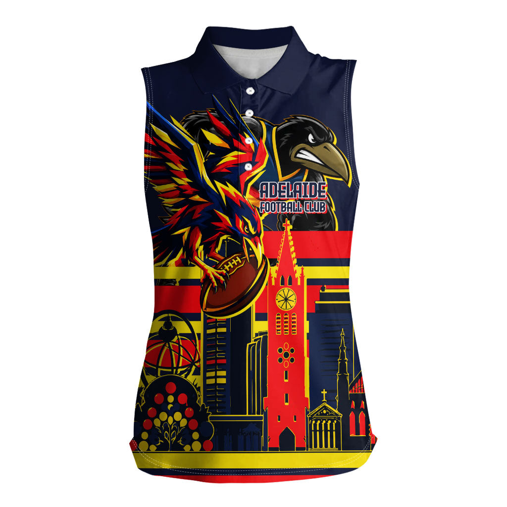 Personalised Adelaide Crows City Of Football Team Women Sleeveless Polo Shirt Adelaide City Skyline Illustration Sport Fan
