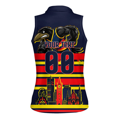 Personalised Adelaide Crows City Of Football Team Women Sleeveless Polo Shirt Adelaide City Skyline Illustration Sport Fan
