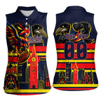 Personalised Adelaide Crows City Of Football Team Women Sleeveless Polo Shirt Adelaide City Skyline Illustration Sport Fan