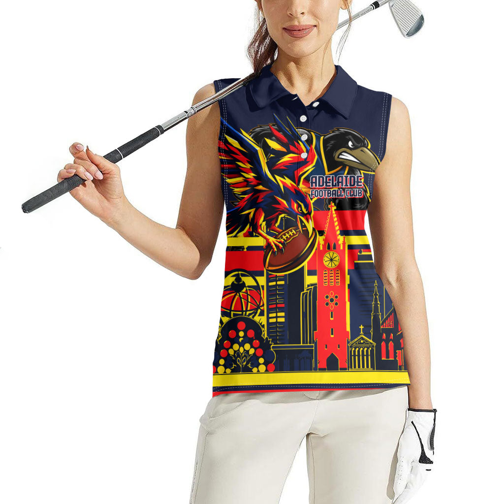 Personalised Adelaide Crows City Of Football Team Women Sleeveless Polo Shirt Adelaide City Skyline Illustration Sport Fan