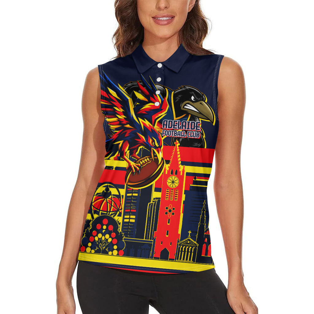 Personalised Adelaide Crows City Of Football Team Women Sleeveless Polo Shirt Adelaide City Skyline Illustration Sport Fan