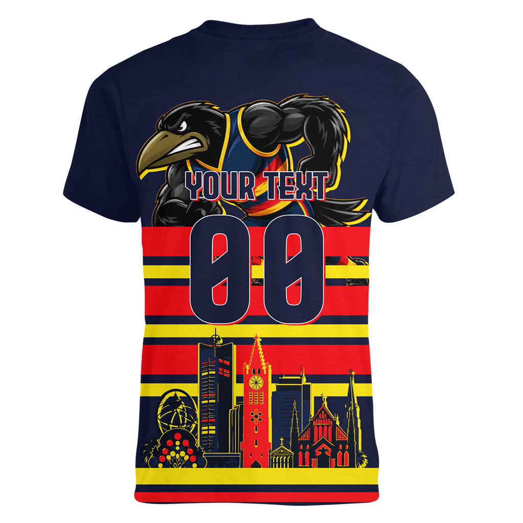Personalised Adelaide Crows City Of Football Team Women V-Neck T-Shirt Adelaide City Skyline Illustration Sport Fan