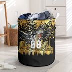 Personalised Collingwood Magpies City Of Football Team Laundry Basket Melbourne City Skyline Illustration Sport Fan