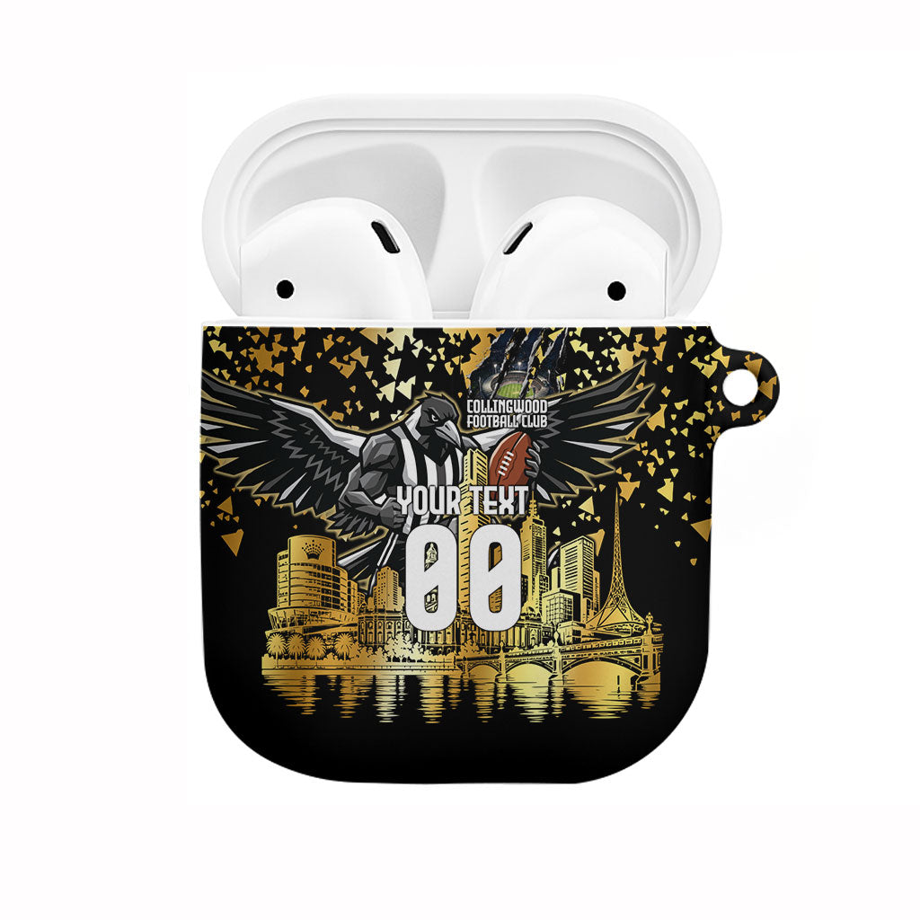 Personalised Collingwood Magpies City Of Football Team AirPods Case Melbourne City Skyline Illustration Sport Fan
