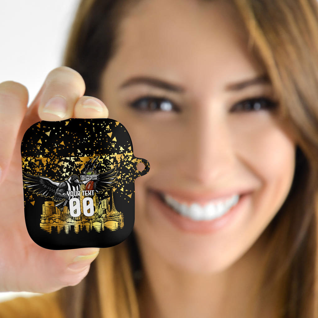 Personalised Collingwood Magpies City Of Football Team AirPods Case Melbourne City Skyline Illustration Sport Fan