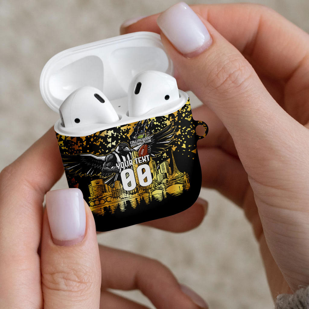 Personalised Collingwood Magpies City Of Football Team AirPods Case Melbourne City Skyline Illustration Sport Fan