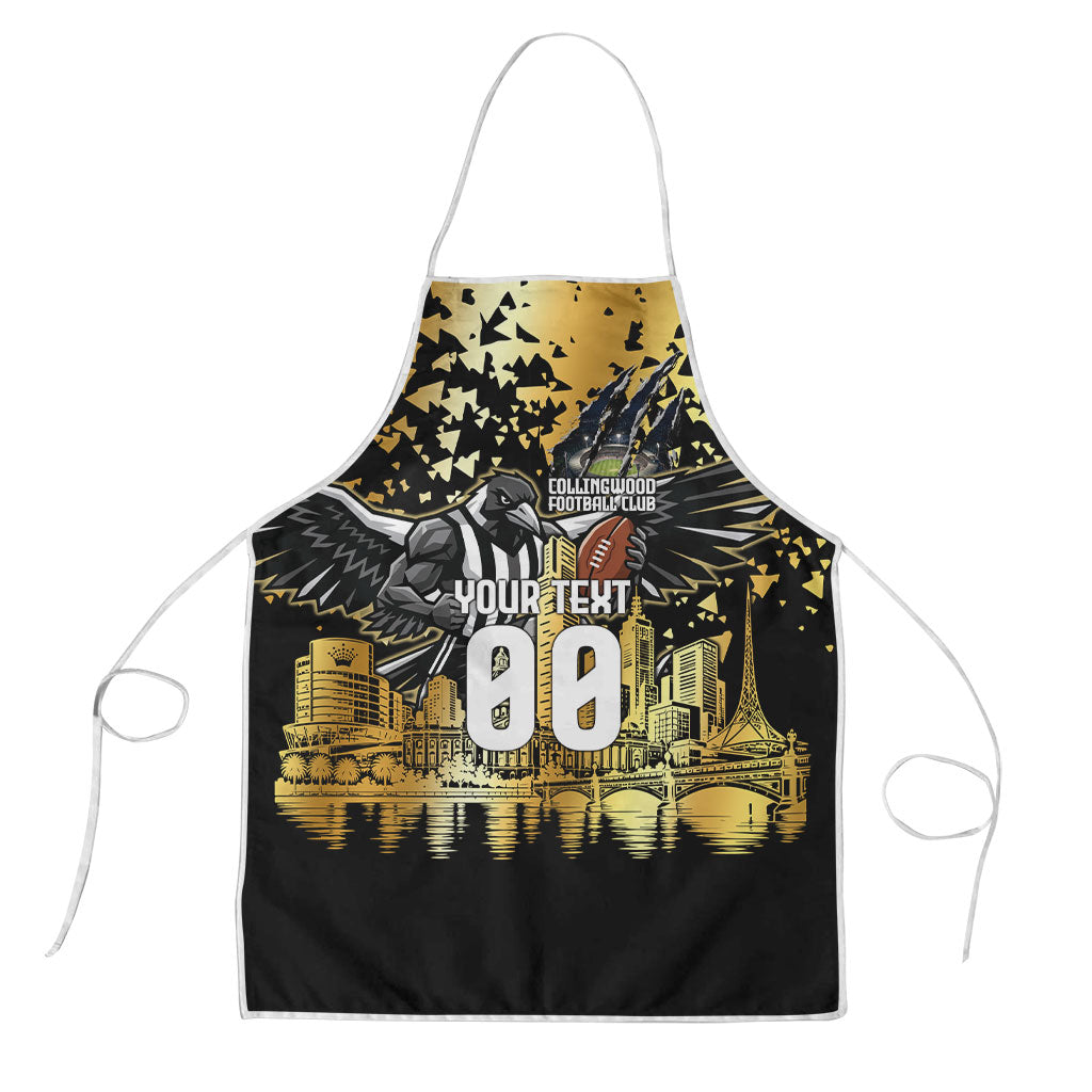 Personalised Collingwood Magpies City Of Football Team Apron Melbourne City Skyline Illustration Sport Fan