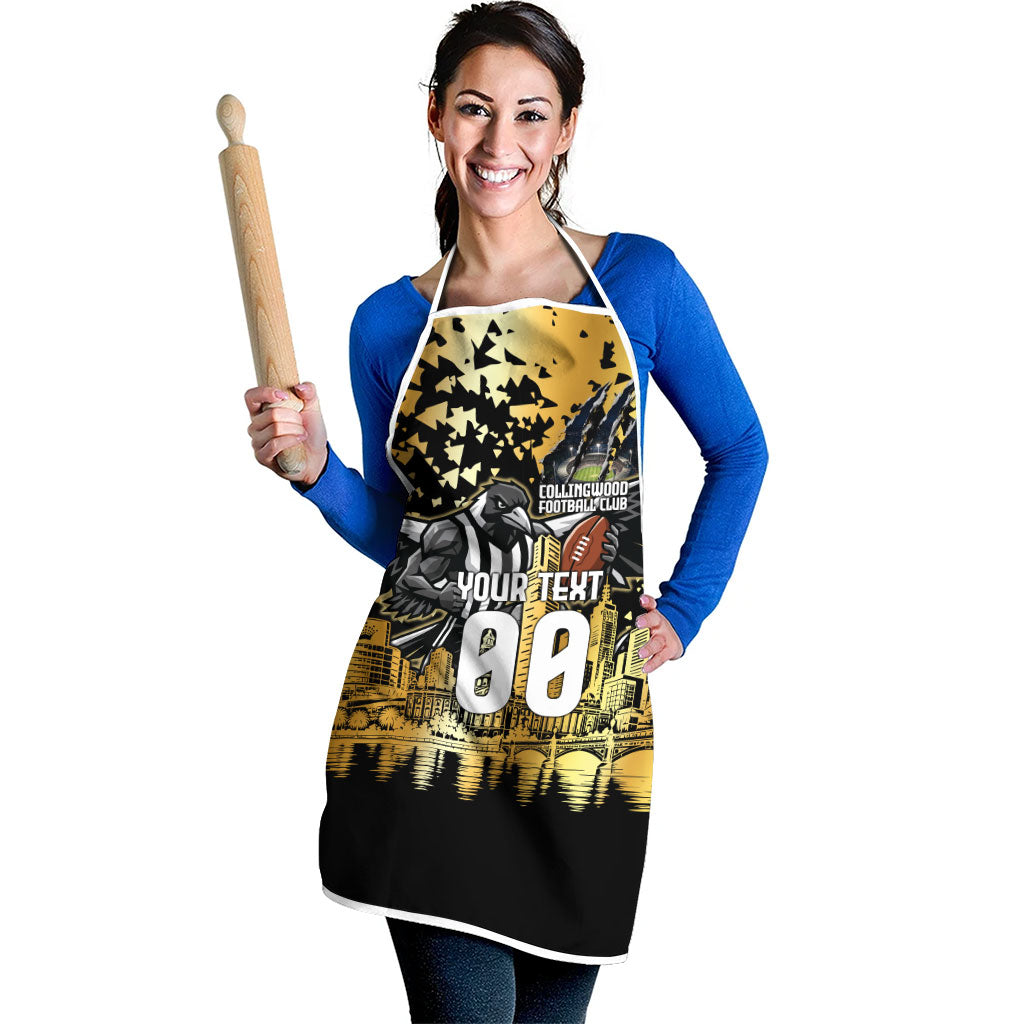 Personalised Collingwood Magpies City Of Football Team Apron Melbourne City Skyline Illustration Sport Fan