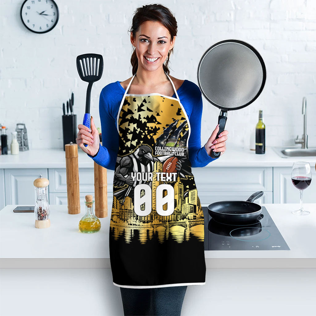 Personalised Collingwood Magpies City Of Football Team Apron Melbourne City Skyline Illustration Sport Fan