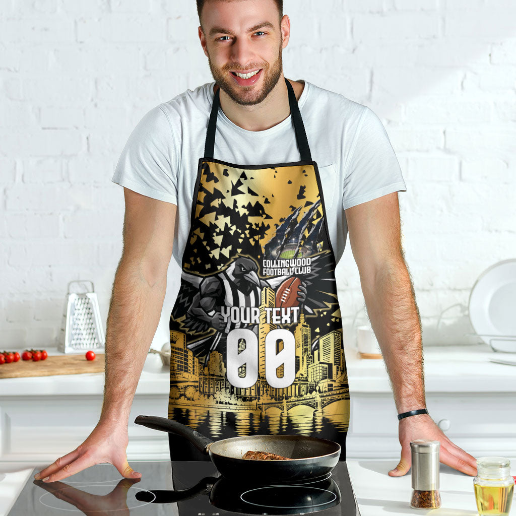 Personalised Collingwood Magpies City Of Football Team Apron Melbourne City Skyline Illustration Sport Fan