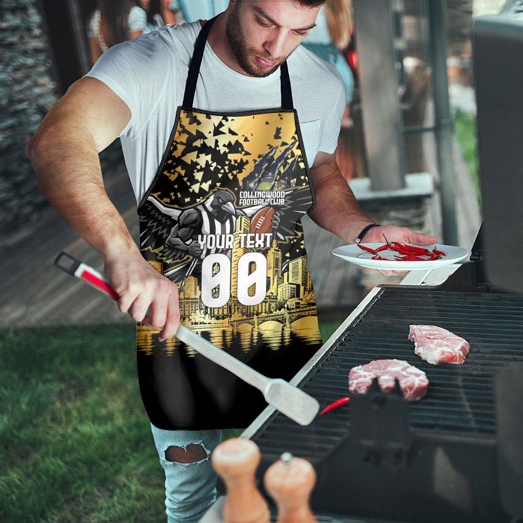Personalised Collingwood Magpies City Of Football Team Apron Melbourne City Skyline Illustration Sport Fan