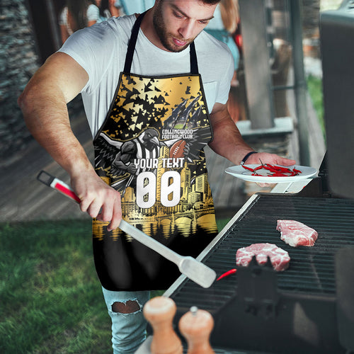 Personalised Collingwood Magpies City Of Football Team Apron Melbourne City Skyline Illustration Sport Fan