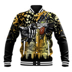 Personalised Collingwood Magpies City Of Football Team Baseball Jacket Melbourne City Skyline Illustration Sport Fan