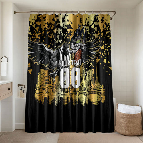 Personalised Collingwood Magpies City Of Football Team Bathroom Set Melbourne City Skyline Illustration Sport Fan