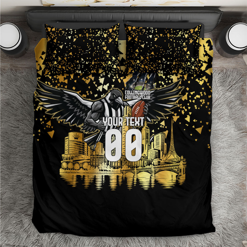 Personalised Collingwood Magpies City Of Football Team Bedding Set Melbourne City Skyline Illustration Sport Fan