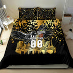 Personalised Collingwood Magpies City Of Football Team Bedding Set Melbourne City Skyline Illustration Sport Fan