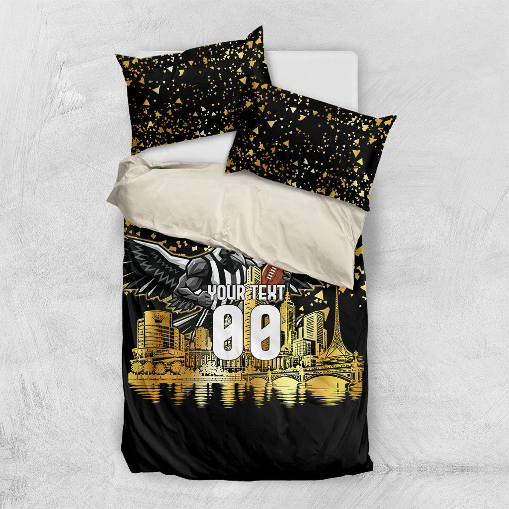 Personalised Collingwood Magpies City Of Football Team Bedding Set Melbourne City Skyline Illustration Sport Fan
