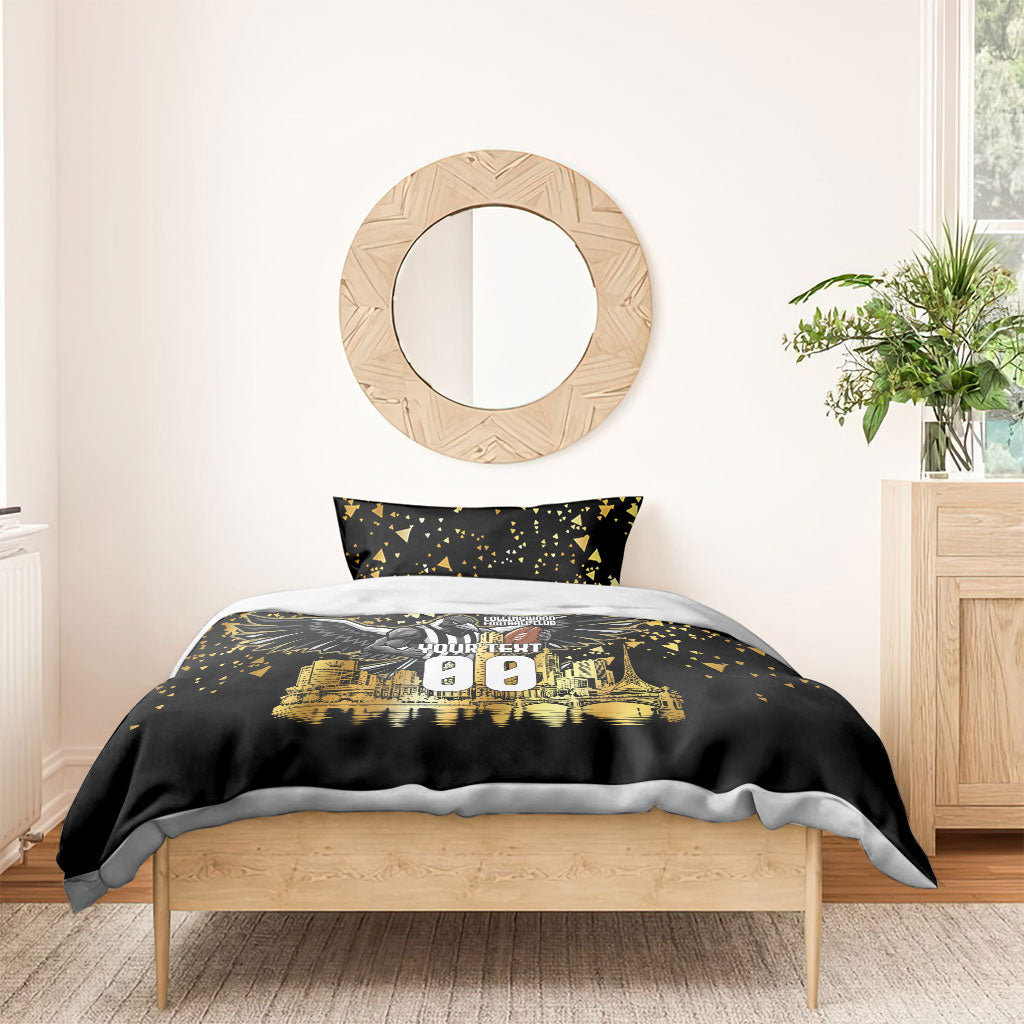 Personalised Collingwood Magpies City Of Football Team Bedding Set Melbourne City Skyline Illustration Sport Fan