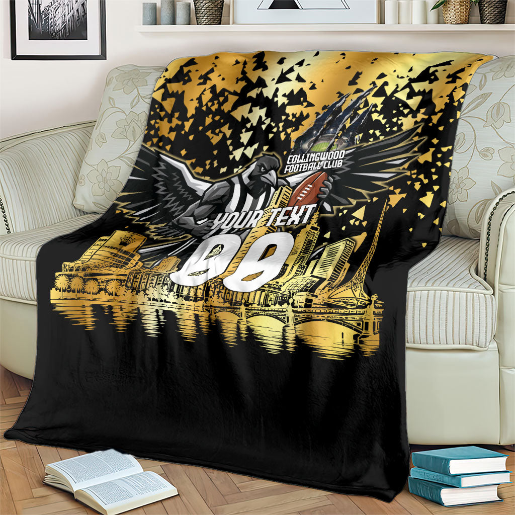 Personalised Collingwood Magpies City Of Football Team Blanket Melbourne City Skyline Illustration Sport Fan