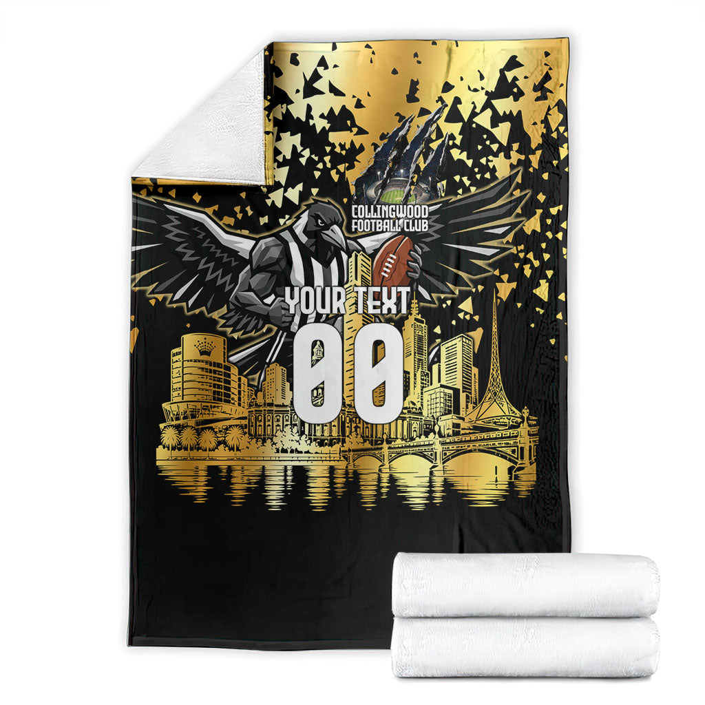 Personalised Collingwood Magpies City Of Football Team Blanket Melbourne City Skyline Illustration Sport Fan
