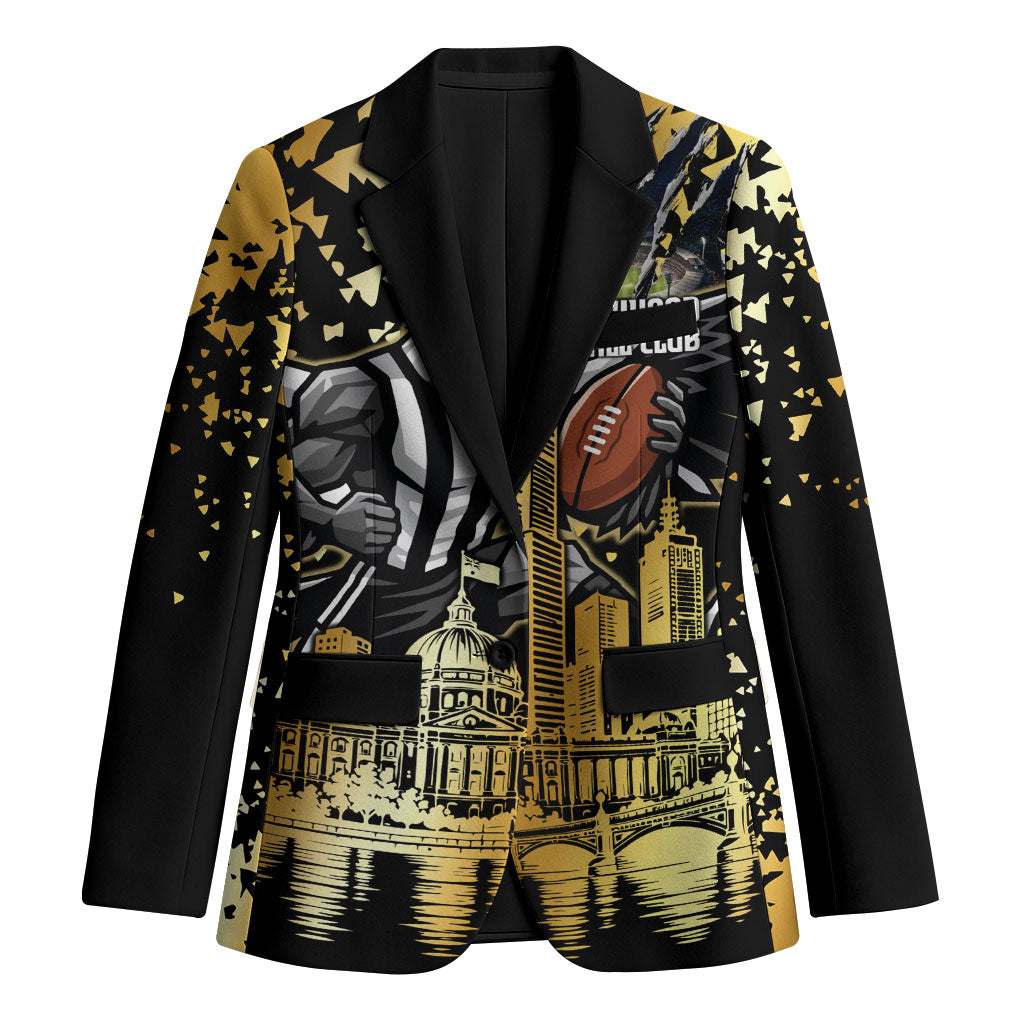 Personalised Collingwood Magpies City Of Football Team Blazer Melbourne City Skyline Illustration Sport Fan