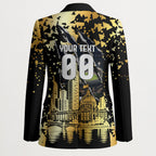 Personalised Collingwood Magpies City Of Football Team Blazer Melbourne City Skyline Illustration Sport Fan