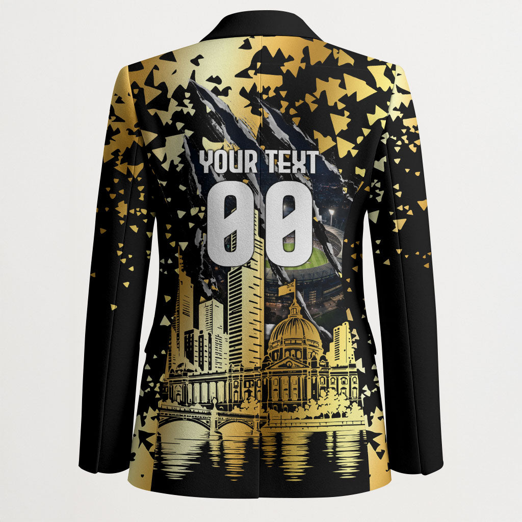 Personalised Collingwood Magpies City Of Football Team Blazer Melbourne City Skyline Illustration Sport Fan
