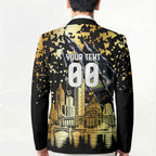 Personalised Collingwood Magpies City Of Football Team Blazer Melbourne City Skyline Illustration Sport Fan