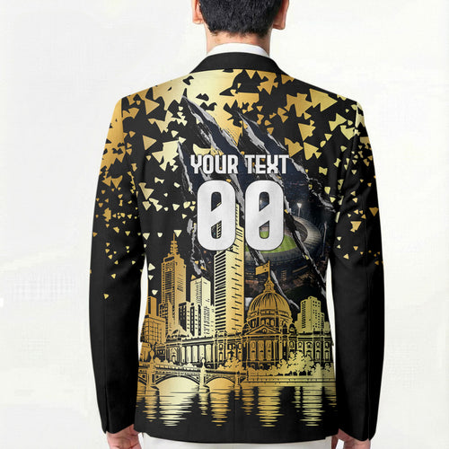 Personalised Collingwood Magpies City Of Football Team Blazer Melbourne City Skyline Illustration Sport Fan