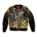 Personalised Collingwood Magpies City Of Football Team Bomber Jacket Melbourne City Skyline Illustration Sport Fan