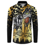 Personalised Collingwood Magpies City Of Football Team Button Sweatshirt Melbourne City Skyline Illustration Sport Fan