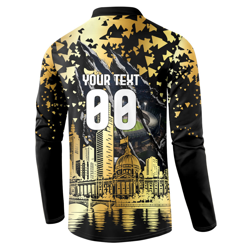 Personalised Collingwood Magpies City Of Football Team Button Sweatshirt Melbourne City Skyline Illustration Sport Fan